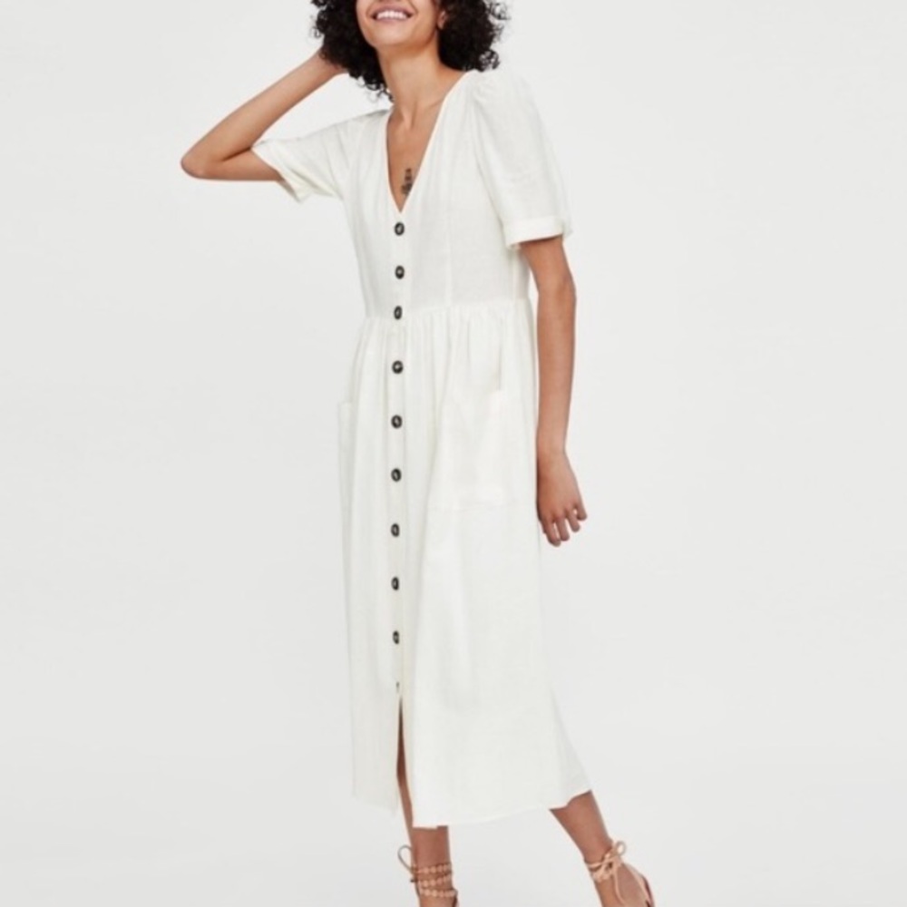 By Together Puff Sleeve Button Down Dress M